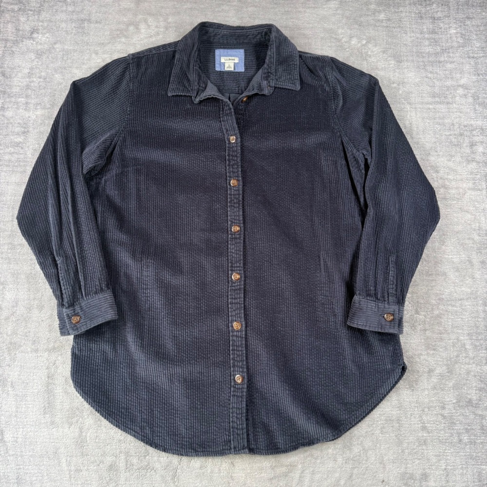 LL Bean Shirt Mens Large Blue Corduroy Button Down Long Sleeve Pockets 516062